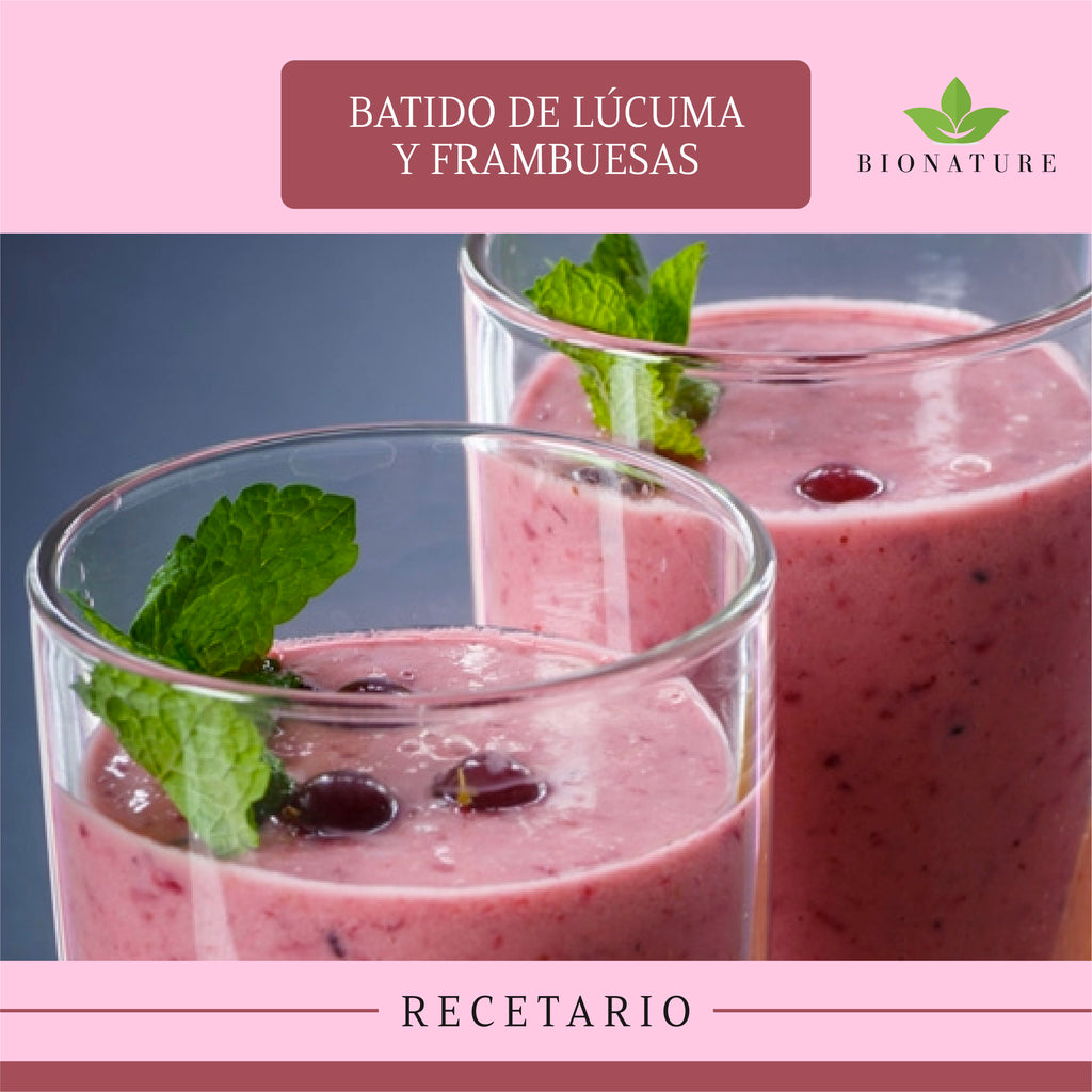 Batido de lúcuma y frambuesas